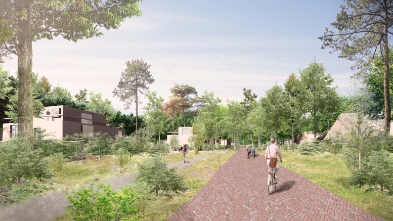 artist impression van bosijke omgeving met fiespad