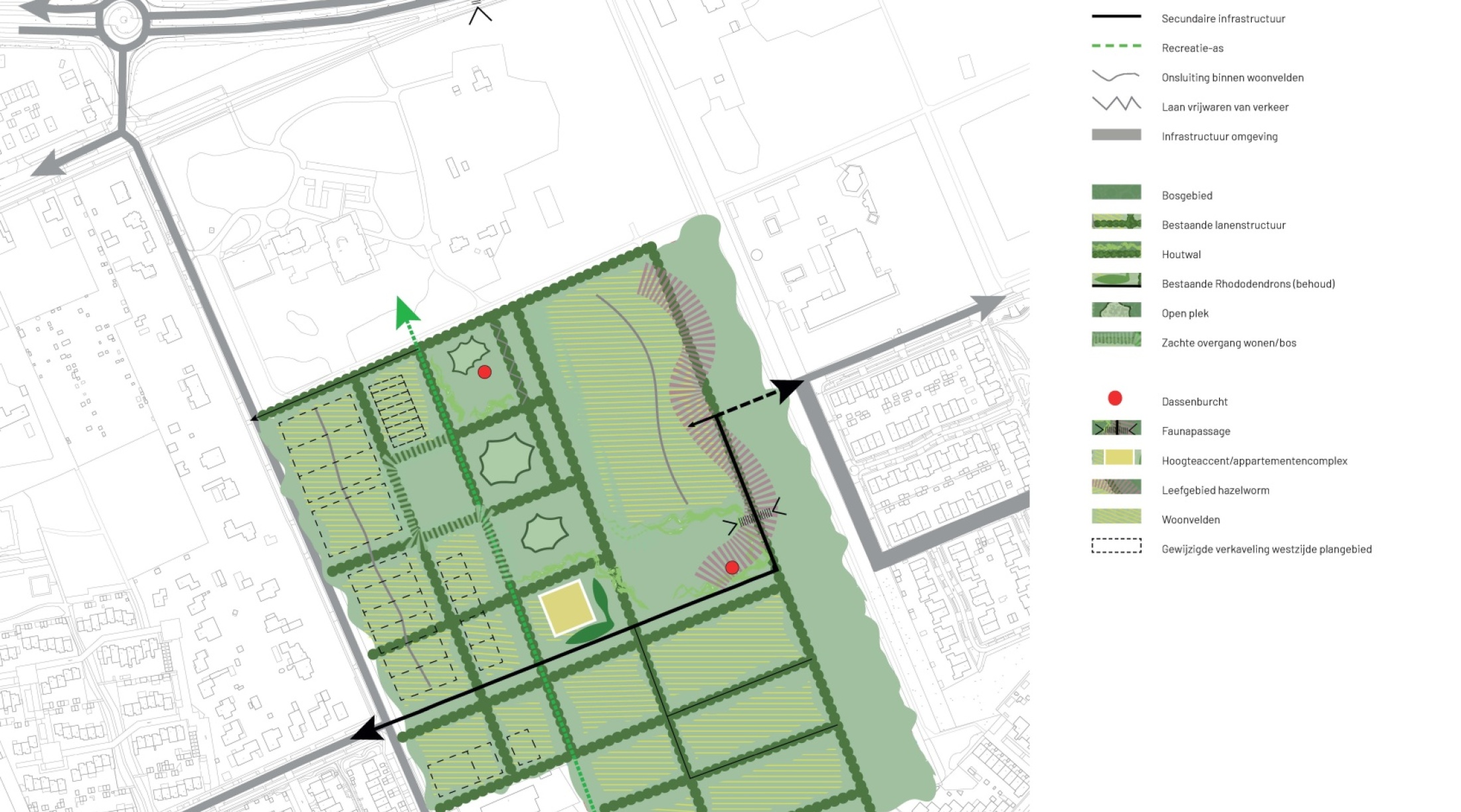 Impressie 1: Eerst ontwikkeling natuur, daarna huurwoningen en vrije kavels