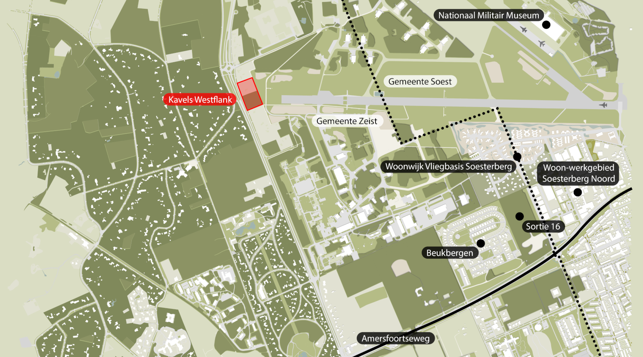 De locatie van de kavels Westflank ligt in Huis ter Heide, gemeente Zeist