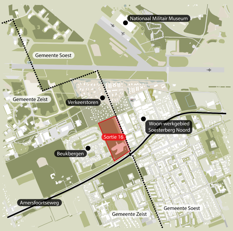 Een kaart met de locaties Sortie 16 in de gemeente Zeist